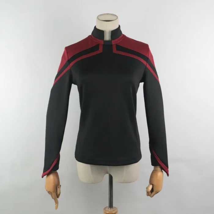 Star Strek  Jl Picard Uniform Cosplay Startfleet Female Red Gold Blue Women Top Shirts