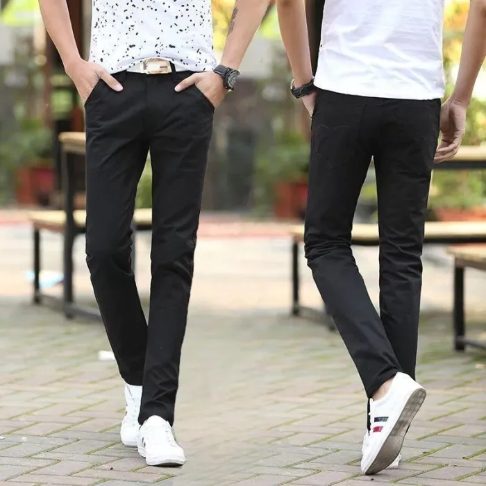Manswear Solid Color Straight Slim Pants