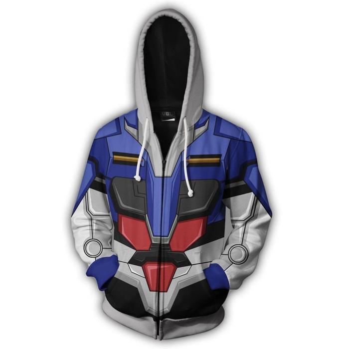 Gundam Anime Maneuver Warrior Duel Cosplay Unisex 3D Printed Hoodie Sweatshirt Jacket With Zipper