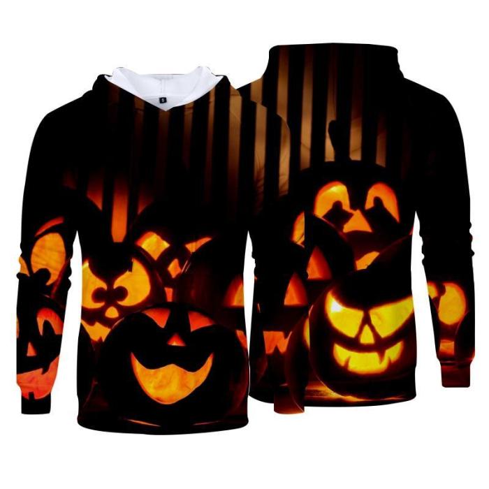 Halloween Funny Horror Cartoon Pumpkin Pattern 3D Print Hoodies