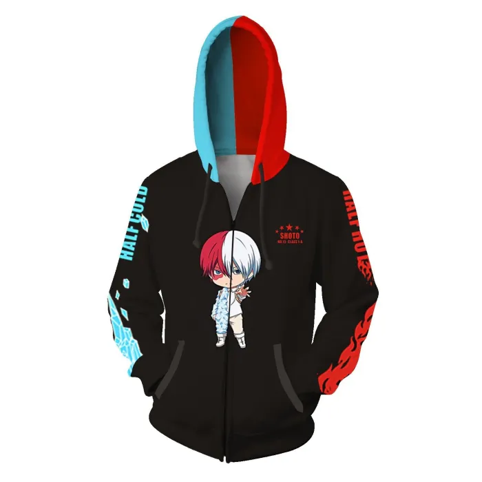 My Hero Academy Anime Cute Todoroki So Cosplay Unisex 3D Printed Hoodie Sweatshirt Jacket With Zipper