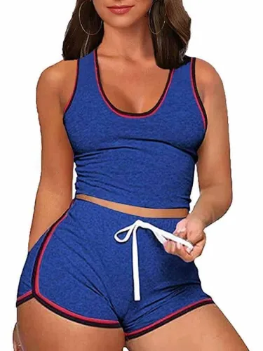 Scoop Neck Tank Top With Shorts Two Piece Outfits For Women