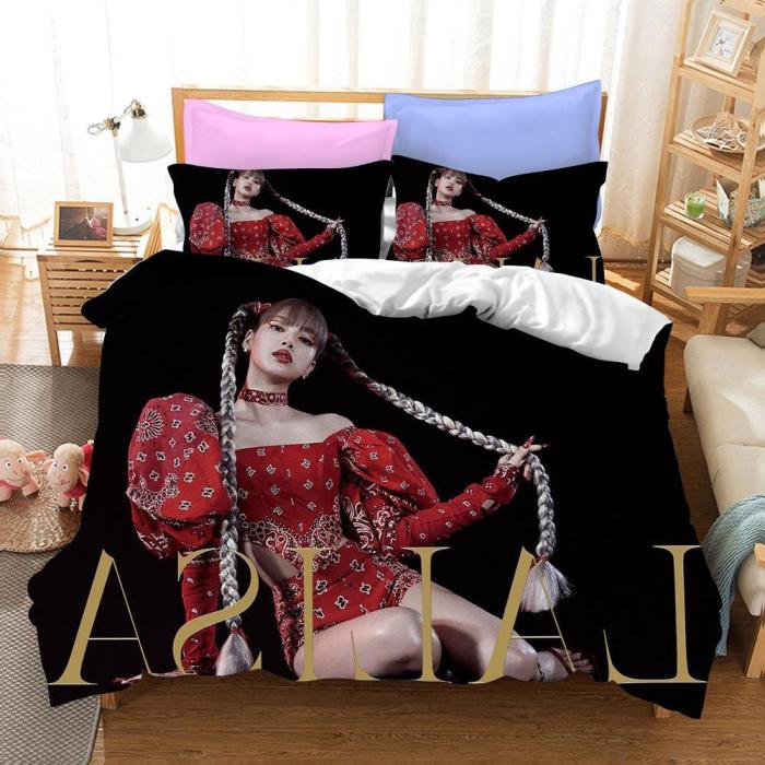 Blackpink Lisa Cosplay Bedding Set Duvet Cover Pillowcases Halloween Home Decor