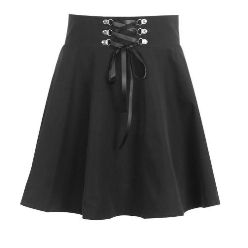 Lace Up A-Line High Waist Skirt