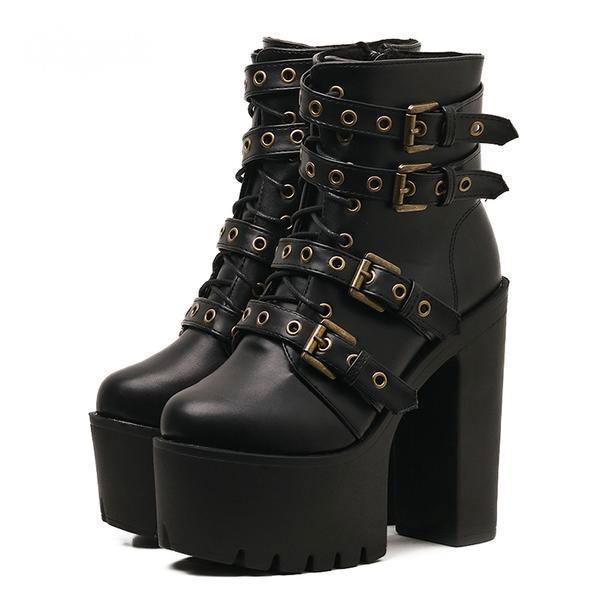 Punk Rock Buckle Boots