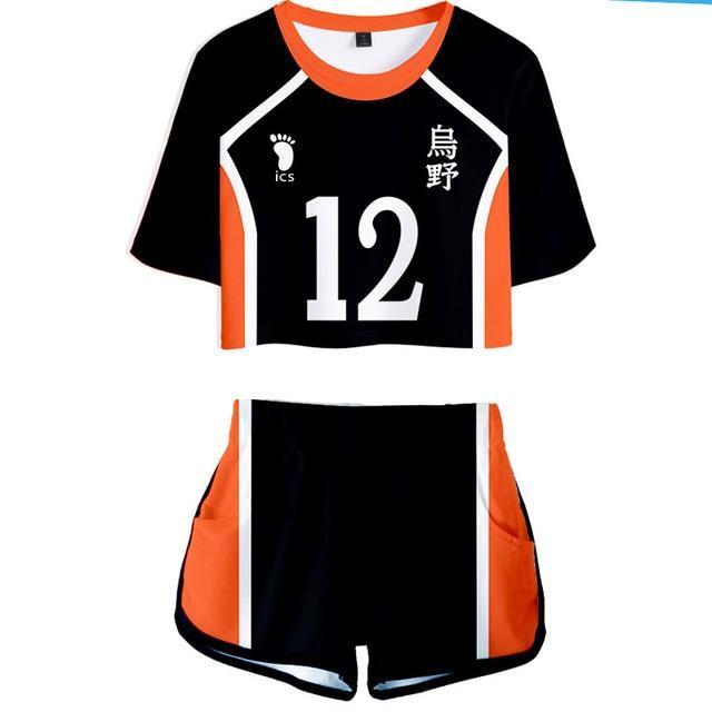 Anime Haikyuu Woman Cosplay Costume Competition Dedicated Cheerleading Exposed Navel Short-Sleeved Shorts Summer Thin Section