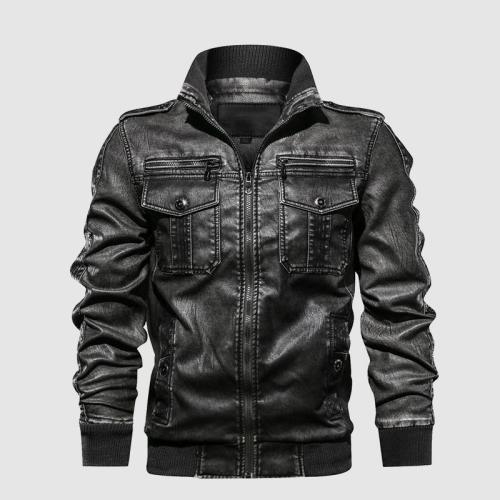 Mens Leather Jackets Motorcycle Stand Collar Zipper Pockets Male Us Size Pu Coats