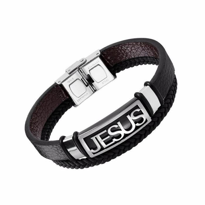 Religious Christian Jesus Leather Bracelet