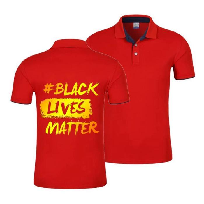 Black Lives Matter Print Men'S Polo Casual O Neck Short Sleeve Tops Shirts