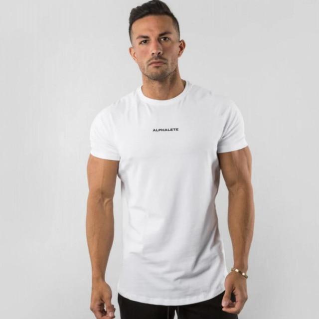 Gym Cotton T Shirt Men Fitness Workout Skinny Short Sleeve T-Shirt