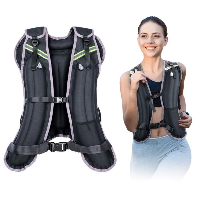 Gpeestrac Sport Weighted Vest Water Filled Adjustable Travel Running Workout Equipment With Reflective Stripe, 4 6 8 12 16 20 24 Lbs Body Weight Vest For Men Women Cardio, Strength Training, Jogging