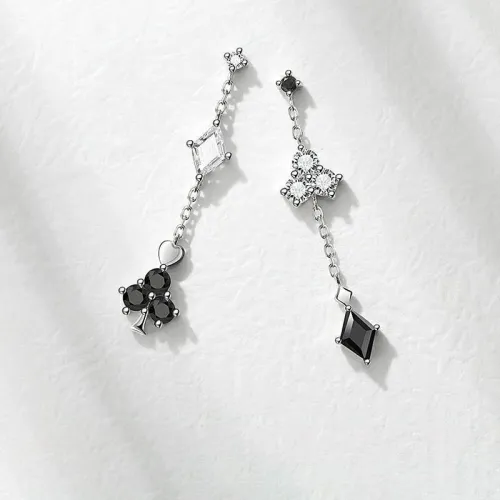 Playful Crystal Club And Diamond Drop Earrings