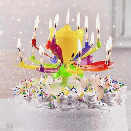 Upgrade Multicolor Rotating Lotus Cake Candle