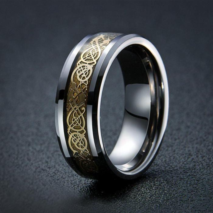 Nordic Dragon - Viking Steel Ring