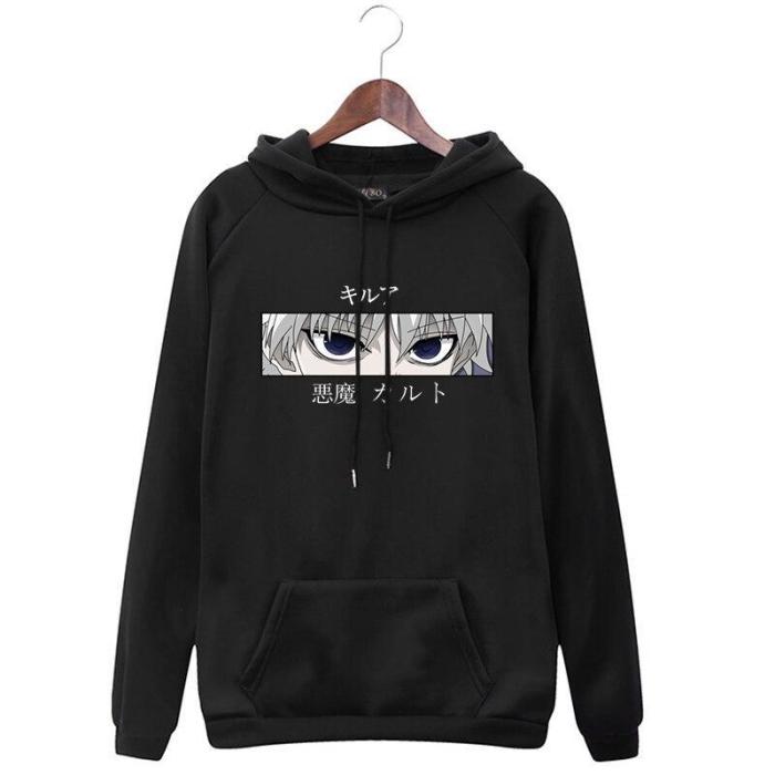 Killua Zoldyck Devil Eye Print Anime Tops Loose Hunter Pullover Hoodie Sweatshirt