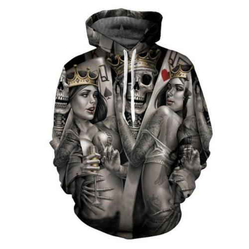 Skull Poker 3D Sweatshirt Hoodie Pullover