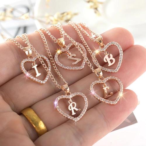 Passionate A-Z Initial Letter Heart Pendant Necklace