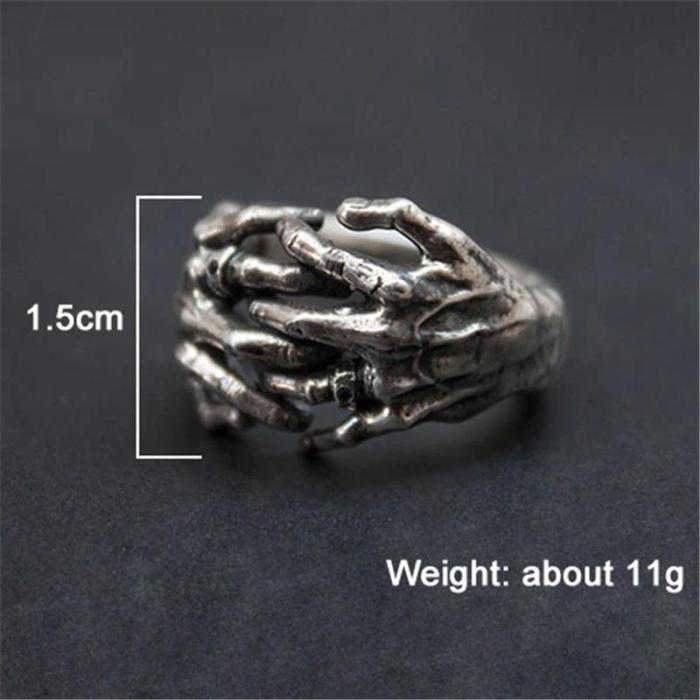 Gothic Skeleton Hand Sterling Silver Ring