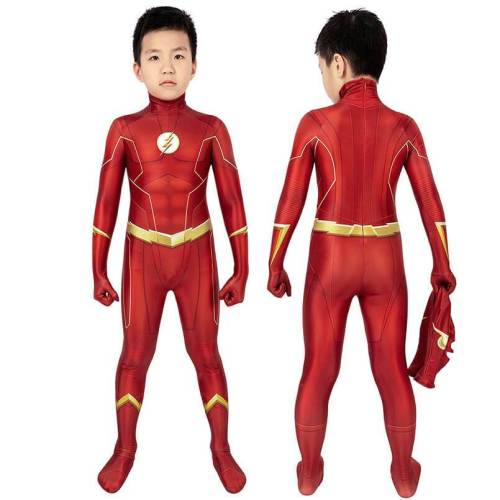 Kids The Flash Season 6 Barry Allen Jumpsuit Cosplay Costume Bodysuit