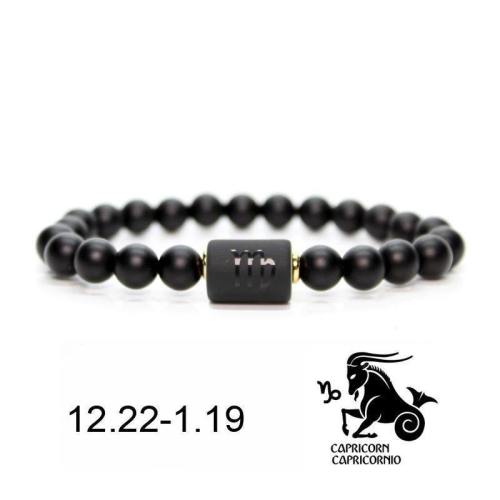 Personalized Zodiac Signs In Black Beads Bracelet