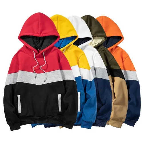 Men And Women Solid Color Spliced Hoodie