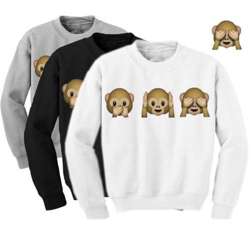 Cute & Funny  3 Monkeys  Sweatshirt - Black / White / Grey