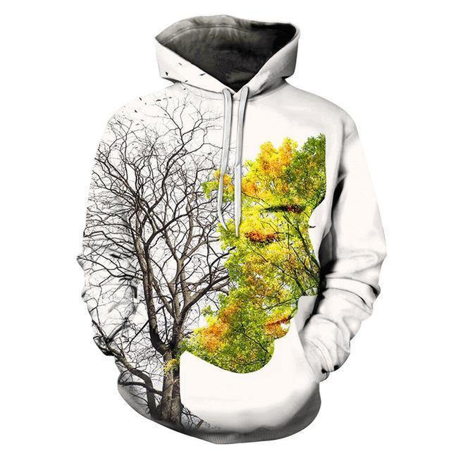 Tree Contrast 3D Sweatshirt Hoodie Pullover