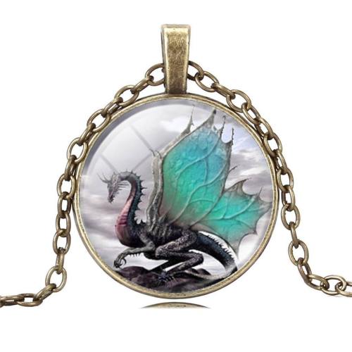 Glass Dragon Pendant Necklace