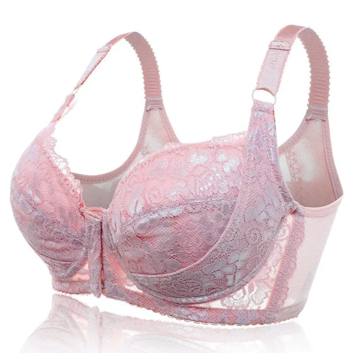 Front Closure Embroidery Plus Size Push Up Thin Bra