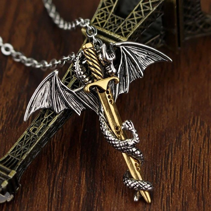 Dragon Sword Steel Necklace