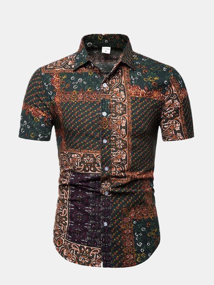 Printed Casual Loose Short Sleeve Shirt For Men