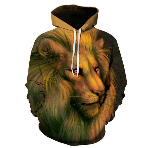 Lion Face 3D Sweatshirt Hoodie Pullover