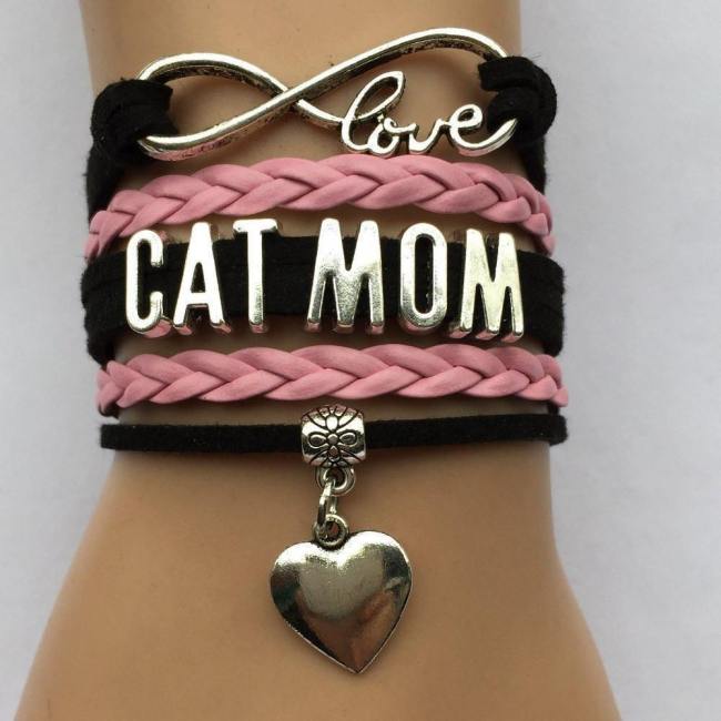 Cat Mom Leather Bracelet