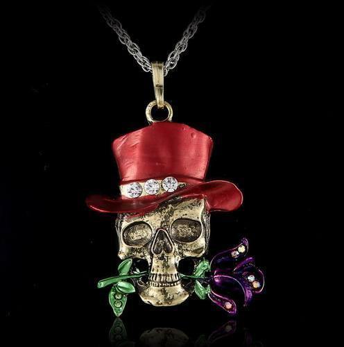 Mr. Skull Rose Pendant Necklace