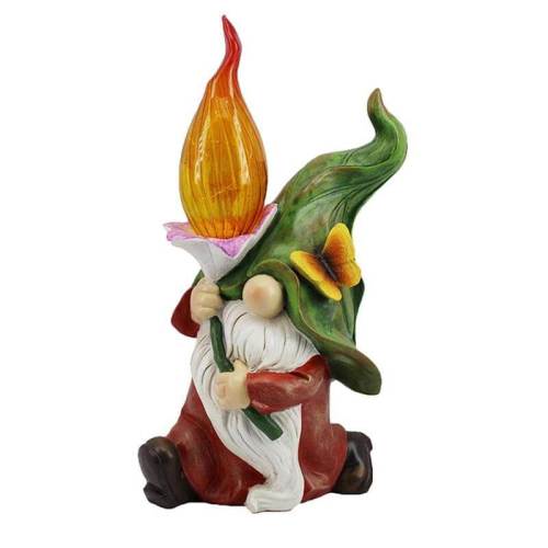Gnome Statue With Lamp Figurine Crafts Halloween Christmas Decorations