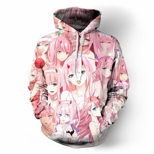 Darling In The Franxx Pink Girl Anime Unisex 3D Printed Hoodie Pullover Sweatshirt