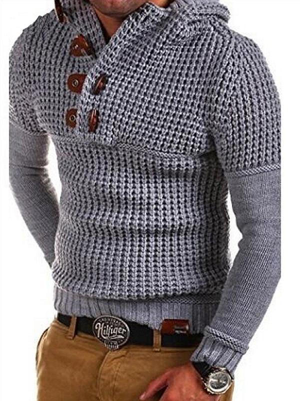 Men'S Solid Color Slim Fit Knitted Casual Sweater