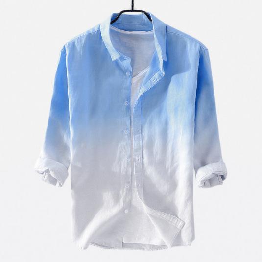 Manswear Gradient Color Summer Collar Casual Shirt