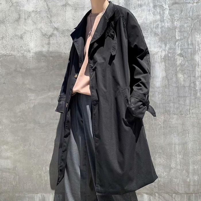 Male Classic Long Sleeve Trench Coat Streetwear Overcoat