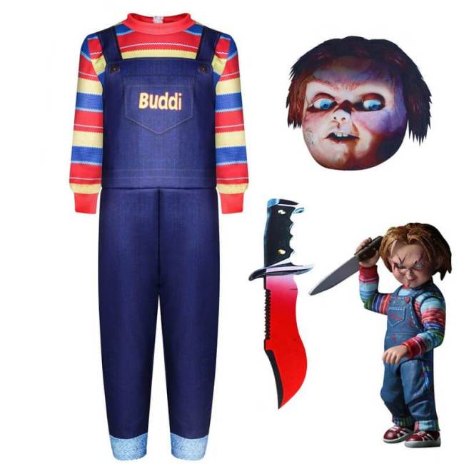 Kids Child'S Play Chucky Buddi Doll Jumpsuit Full Set Cosplay Costume