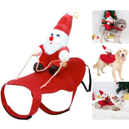 Dog Santa Costume Vest Red Pet Christmas Riding Dress Warm Apparel Party Dressing Up Cosplay Clothing Funny Clothing