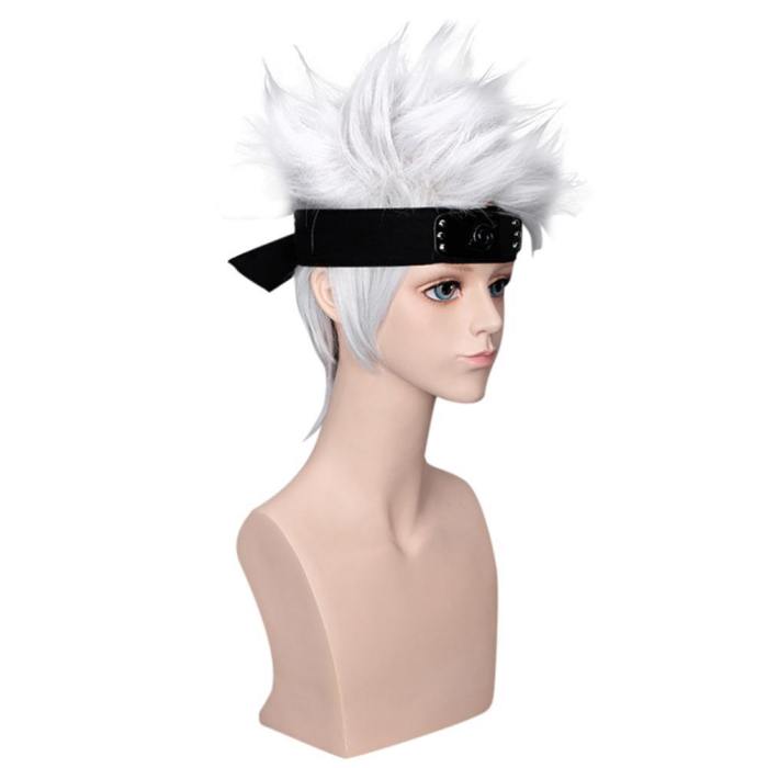 Naruto Hatake Kakashi Headband Heat Resistant Synthetic Hair Carnival Halloween Party Props Cosplay Wigs