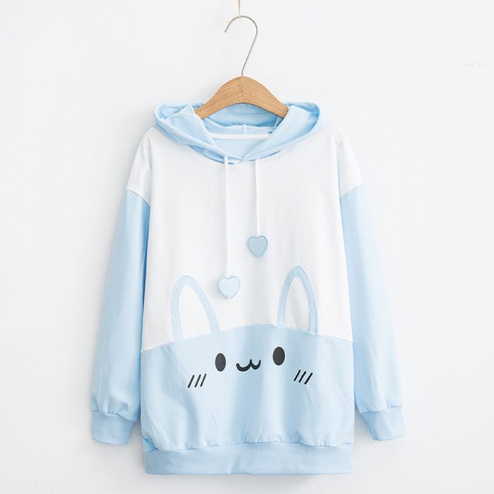 Rabbit Print Hoodie Sweatshirt