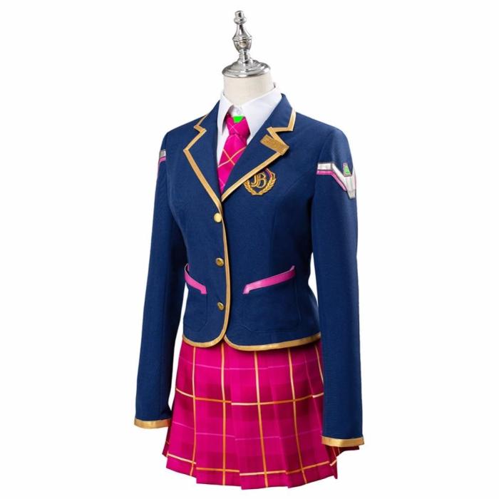 Full Set Ow Cosplay Hana Song D.Va Costume Dva School Uniform Suit Academy Dress Outfit Girls Adult Halloween Carnival Costume