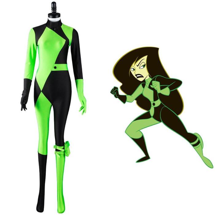 Kim Possible Shego Adult Jumpsuit Halloween Carnival Suit Outfits Cosplay Costume