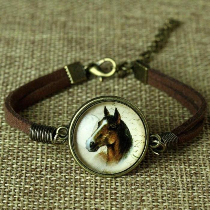 Animal Glass & Leather Bracelet