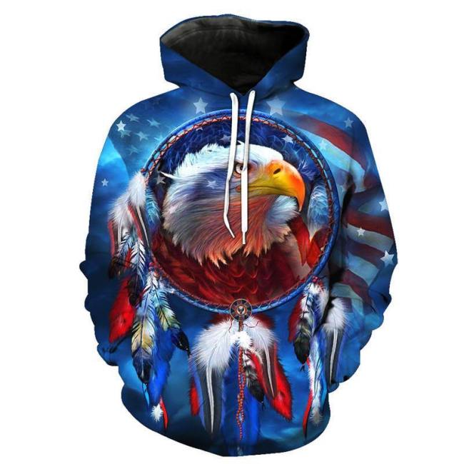 Native American Patriot Eagle 3D Hoodie