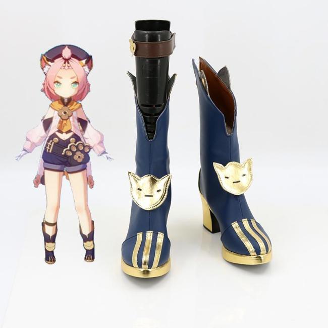 Genshin Impact Diona Blue Shoes Cosplay Boots