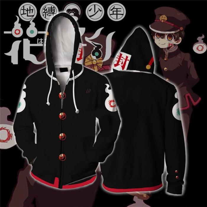 Toilet Bound Hanako Kun Anime Black Cosplay Unisex 3D Printed Hoodie Sweatshirt Jacket With Zipper