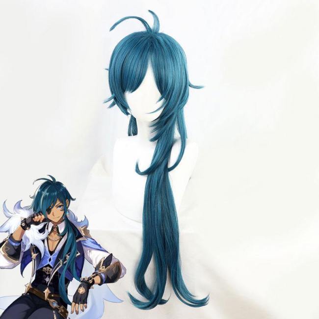 Kaeya From Genshin Impact Halloween Blue Cosplay Wig